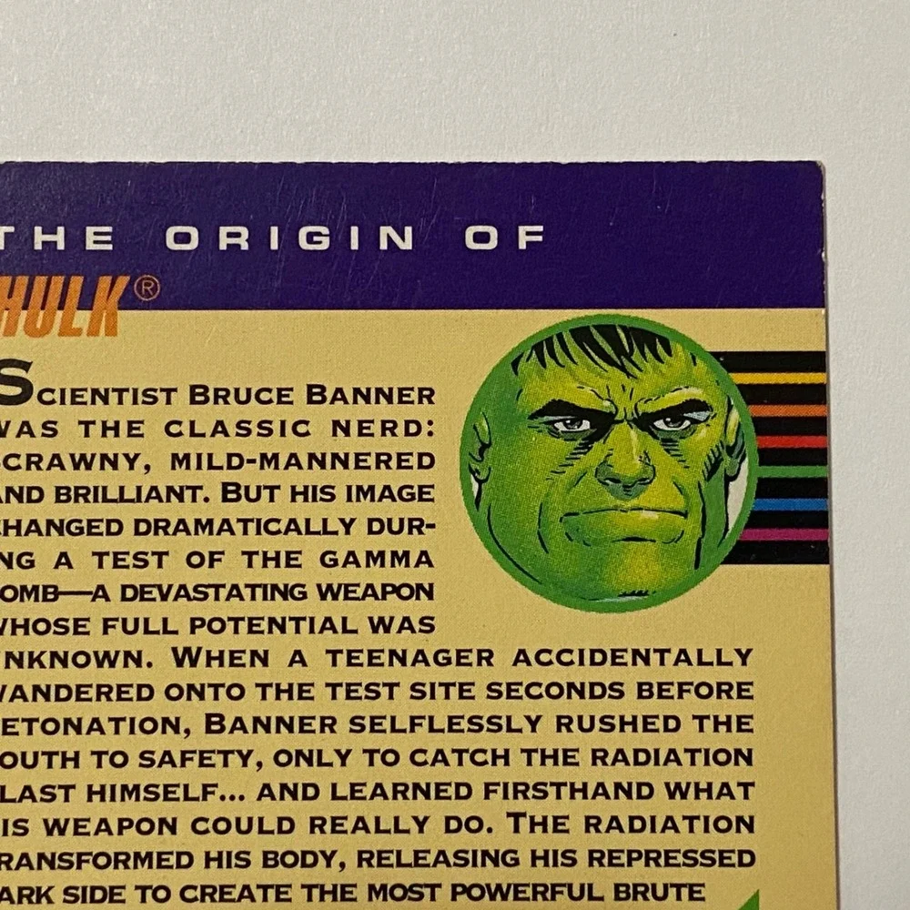 Vintage Marvel 1992 Hulk Series 3 Origins of HULK Impel Card 161 MARVEL Universe